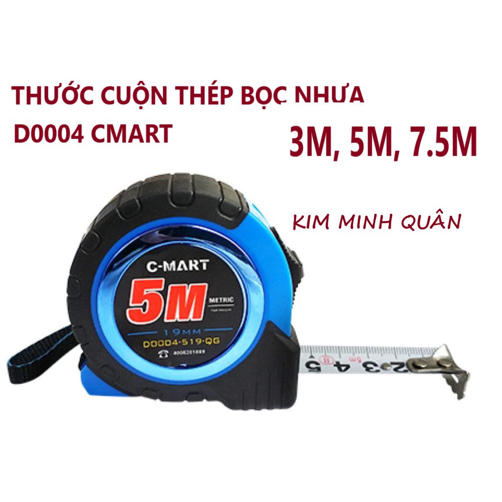 Thước Cuộn Thép Cao Cấp Vỏ Bọc Nhựa Chống Va Đập 3M , 5M , 7.5M D0004 CMART