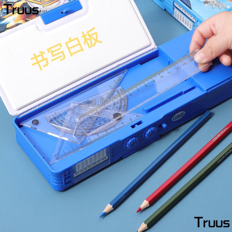 Túi Đựng Bút Chì 1 / 6 Ngăn Bằng Nhựa Thiếc Hai Lớp Đa Năng Cho Học Sinh Tiểu Học Nam Nữ