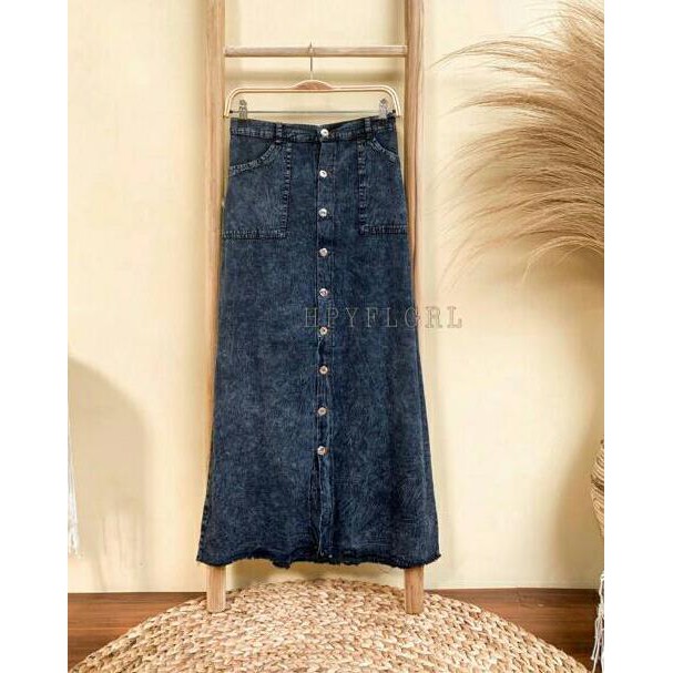 Váy nữ BUTTON | Chân váy dài JEANS BUTTON UP MAXI SKIRT