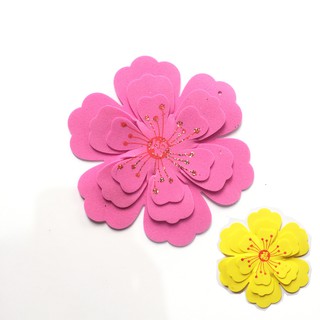 Combo 4 bông hoa Mai hoặc Đào kép 3 lớp đường kính 15,5cm trang trí Tết