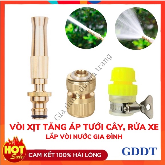 Đầu vòi xịt tăng áp bằng đồng, Vòi xịt tăng áp tưới cây rửa xe lắp vòi nước gia đình