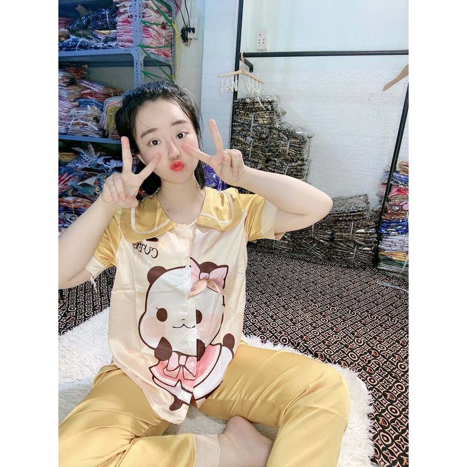 Đồ bộ pijama nữ tay ngắn quần dài lụa mango,lụa latin cao cấp mặc nhà hay dạo phố đều thoải mái, mẫu phối bèo cổ sen hot