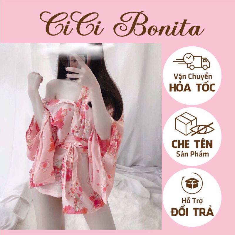 Kimono hoa anh đào sexy áo choàng cosplay cô nàng Nhật Bản dịu dàng gợi cảm CV66