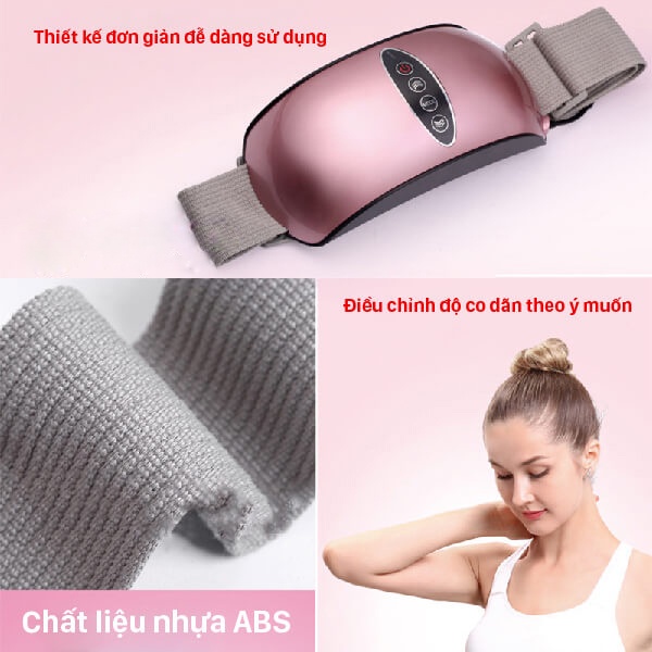 Đai Massage Bụng Giảm Mỡ, Máy Rung Đánh Tan Mỡ Bụng Cao Cấp - Rung, Chườm Nóng, Sạc 12V