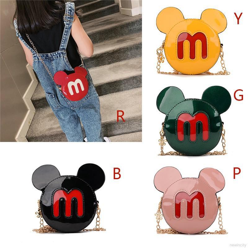 Túi xách da PU hình chuột Mickey cho bé gái