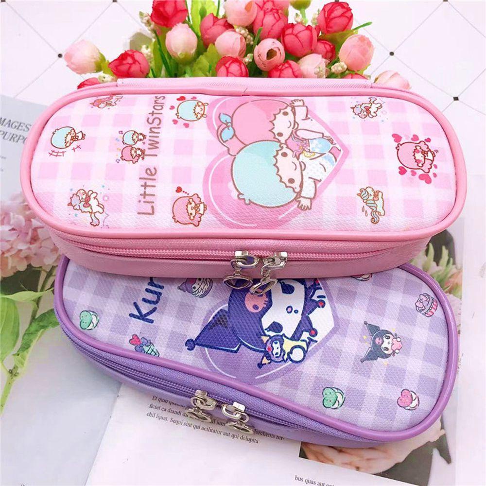 1 Túi Đựng Bút Chì / Mỹ Phẩm Sức Chứa Lớn Hình Mèo Kuromi KT Melody Đáng Yêu Thanh Lịch