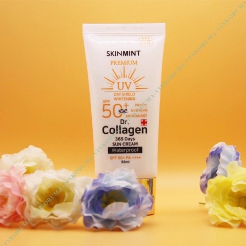 Kem chống nắng dưỡng da nâng tone chiết xuất collagen Skinmint chính hãng Hàn Quốc tuýp 55ml