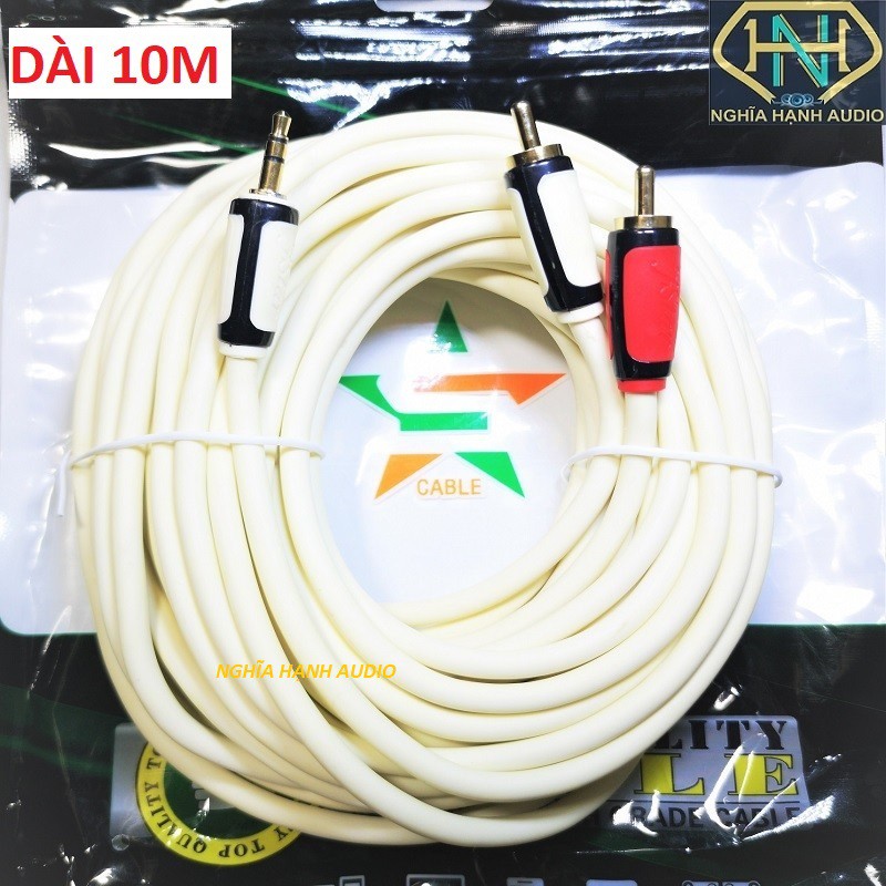 Cáp loa jack 3.5 ra 2 AV hoa sen dài 1.8M 3M 5M 10M 15M cao cấp (dây loa 1 ra 2)