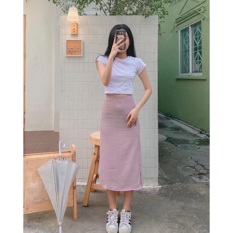 Váy dài xẻ tà lụa (Đen/Tím/Bi) | BigBuy360 - bigbuy360.vn