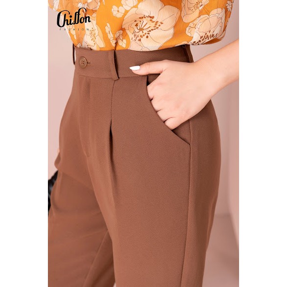 Quần baggy công sở nữ thiết kế cao cấp, lưng cao thương hiệu Chiffon