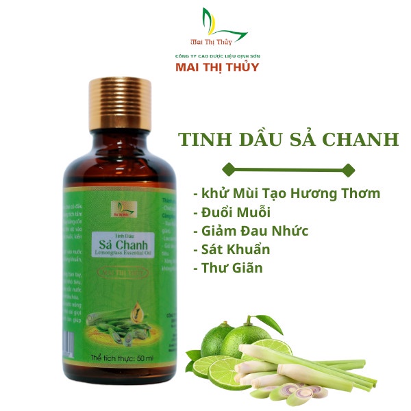 Tinh Dầu Sả Chanh Nguyên Chất 50ml - Tinh dầu sả xông phòng, khử mùi, đuổi côn trùng hiệu quả