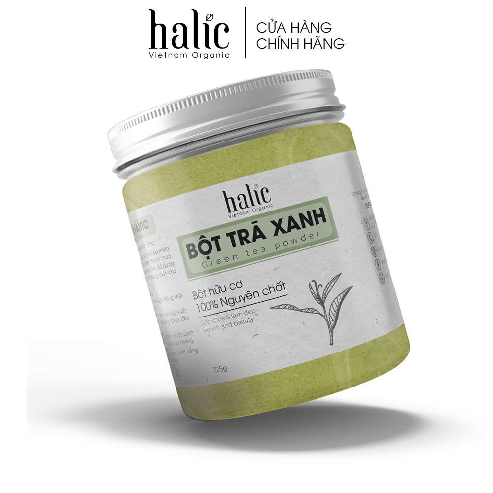 Bột Trà Xanh đắp mặt nạ nguyên chất Halic Organic 125G dưỡng trắng da, ngăn ngừa mụn trứng cá, chống lão hóa da hiệu quả
