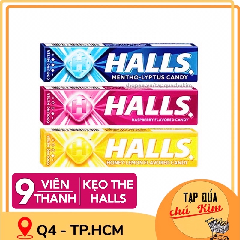 Kẹo HALLS Thái Lan thanh 9 VIÊN (27.9G) hương Bạc hà / Chanh mật ong / Mâm xôi [tạp quá chú Kim]