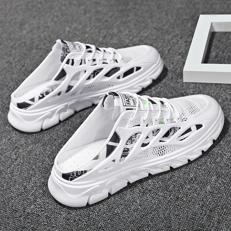 Giày Thể Thao Da Màu Đen Phối Lưới Thoáng Khí Chống Trượt Thời Trang Mùa Hè Cho Nam Size S 2022