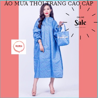 Áo mưa vải dù bít họa tiết chống thấm kèm túi