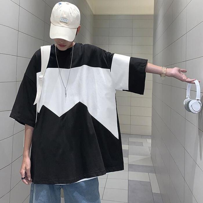 Áo Thun Cotton Tay Ngắn Màu Trơn Dáng Rộng Thời Trang Mùa Hè Phong Cách Hàn Quốc Cho Nam