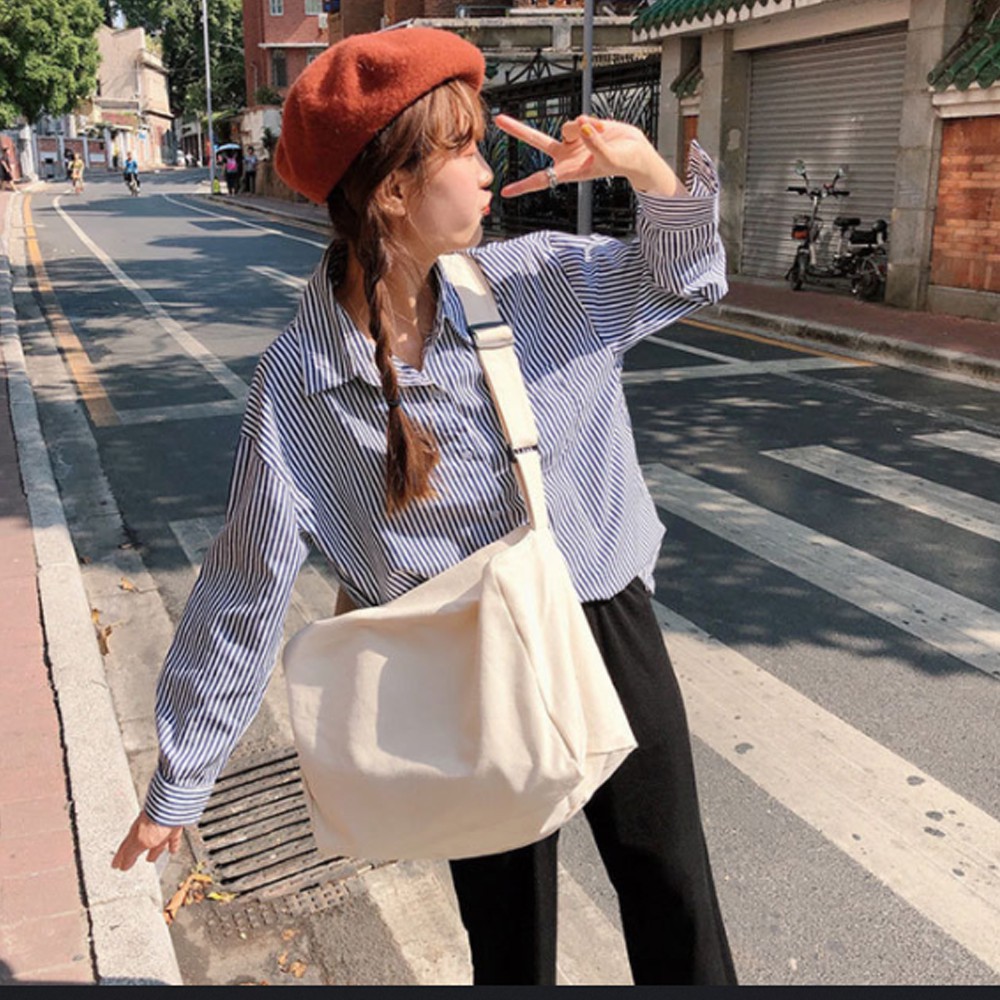 Túi vải Canvas đeo chéo nam nữ phong cách Hàn Quốc Ulzzang | BigBuy360 - bigbuy360.vn