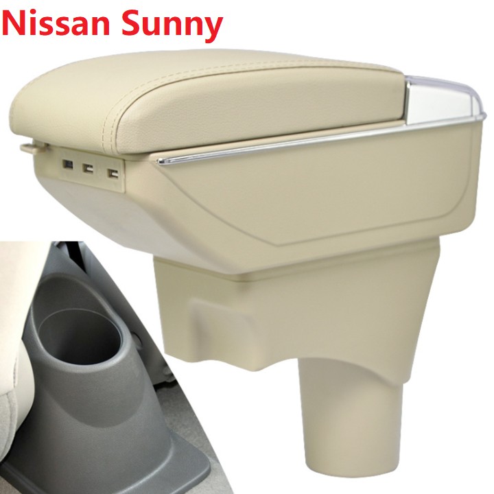 Hộp tỳ tay ô tô Nissan Sunny tích hợp 7 cổng USB DUSB-NNY - 2 màu: Đen và Be