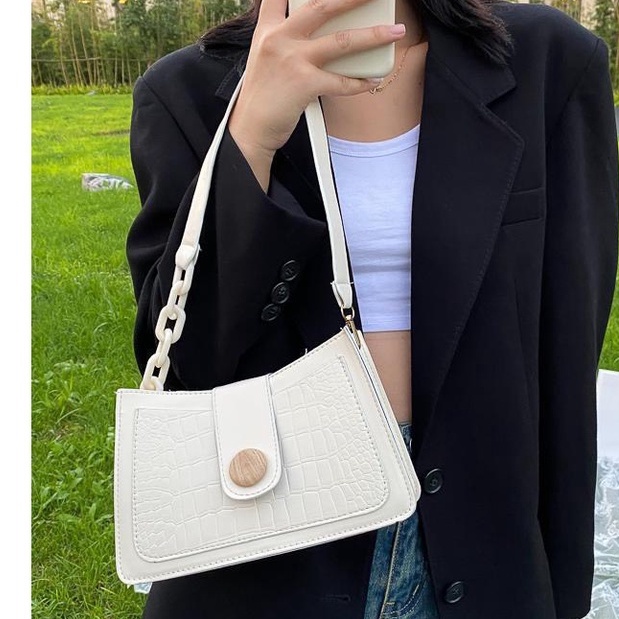 Túi kẹp nách đeo vai phối xích full màu công sở đựng vừa điện thoại DIOMI thời trang mẫu mới 2021