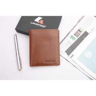 Ví nam da bò dáng đứng màu vàng cúc đồng Lavatino W4-NV