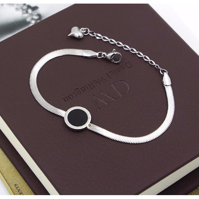 Lắc Tay Bản To Mặt Tròn Đen Titan Ko đen TT 0557