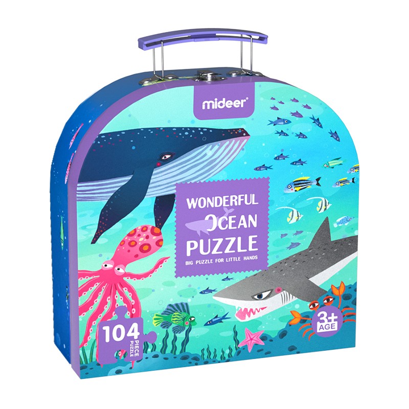 Bộ Vali Xếp Hình Wonderful Ocean Puzzle , Hộp 104 Miếng Ghép dày dặn, phát triển tư duy cho bé từ 3t