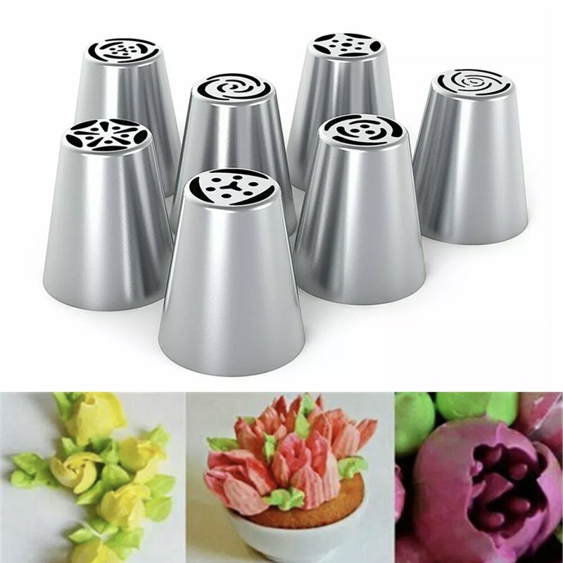 Set 7 đầu bắt bông ANAEAT bằng thép không gỉ trang trí bánh kem tiện lợi cho nhà bếp