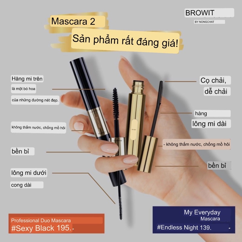 Mascara 2 Đầu Browit By Nongchat Professional Duo Dày Mi Thái Lan