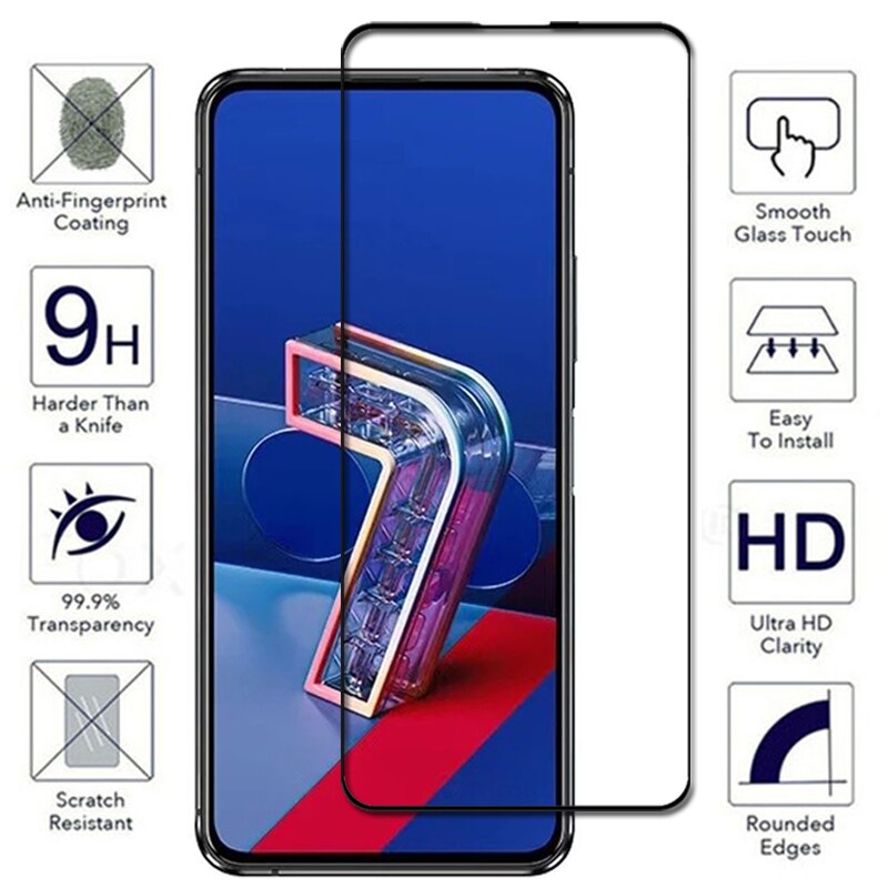 Đối với Asus Zenfone 7 ZS670KS Full Bìa Tempered Glass 9H cao cấp bảo vệ màn hình Glass phim cho Asus Zenfone 7 Pro ZS671KS 6.67"