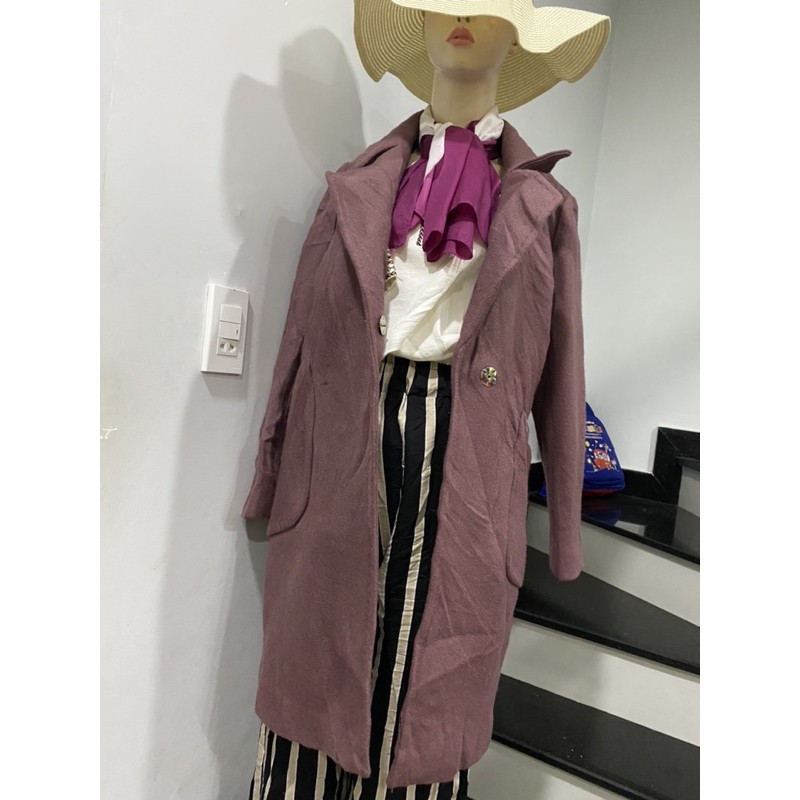 áo khoát dạ dáng dài màu nâu