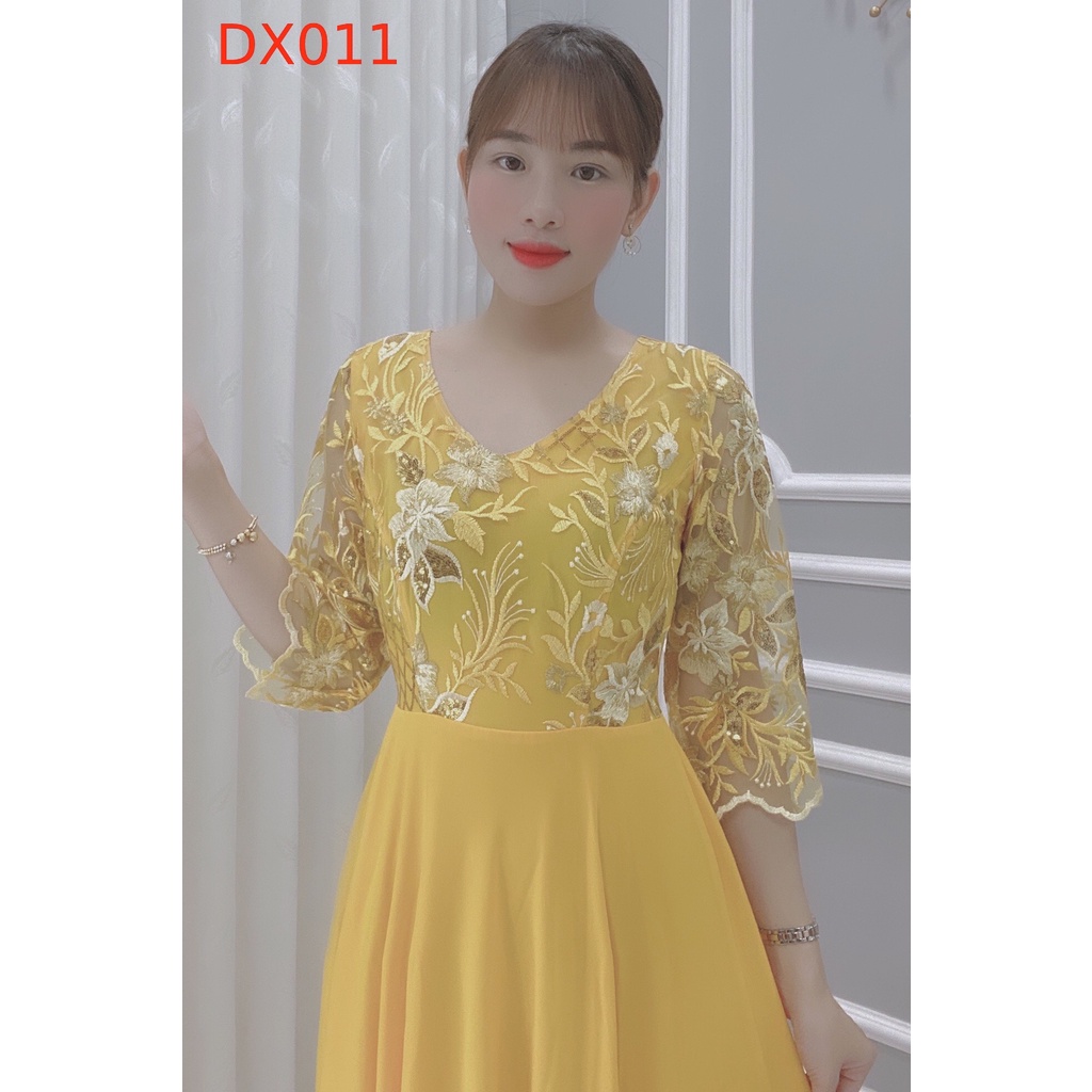 Đầm Nữ Thiết Kế Dạ Hội Đính Hoa Cao Cấp Siêu Hot - Váy Đầm Trung Niên 2022 - DX011