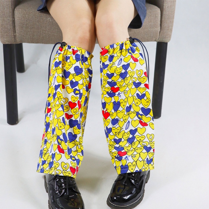 Xiangbao Vớ Ống Chân Dáng Rộng In Họa Tiết Trái Tim Mặt Cười Hoạt Hình Nhiều Màu Sắc Phong Cách Gothic Punk Harajuku Nhật
