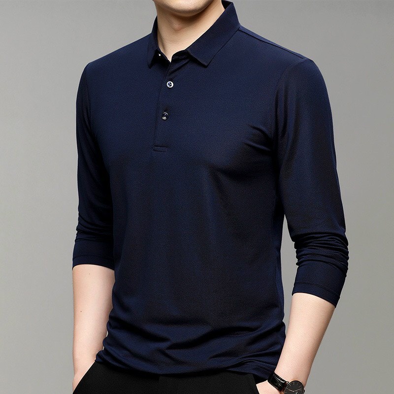 Áo polo nam dài tay cổ bẻ trơn vải cá sấu trẻ trung 5 màu cơ bản AGN1