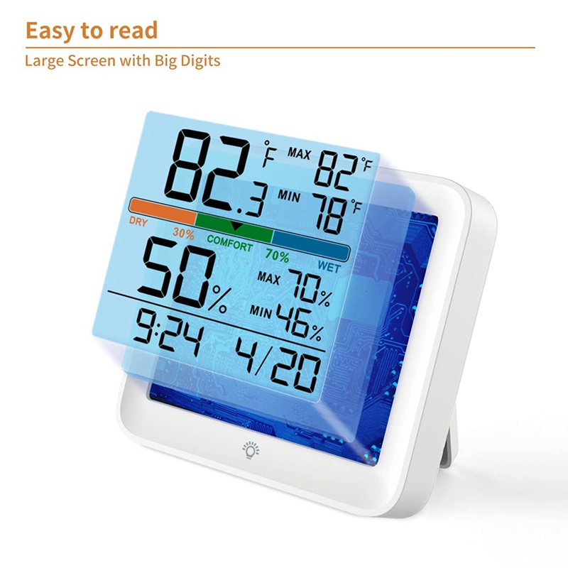 Máy Đo Nhiệt Độ Và Độ Ẩm Kỹ Thuật Số MAX / MIN Kèm Đèn Nền LCD