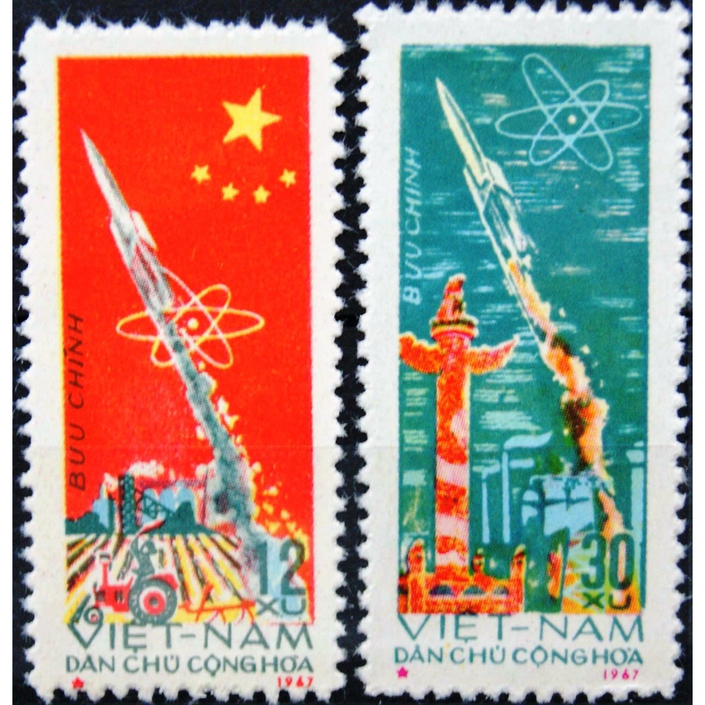 Tem sưu tập MS 207 Tem Việt Nam Tên lửa Trung Quốc 1967 ( 2 tem )
