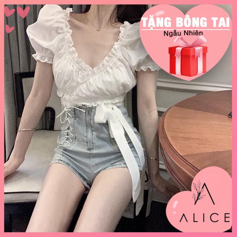 ✨hàng Quảng Châu✨🔥FREESHIP🔥 Áo kiểu đen trắng buột eo sexy giá rẻ đẹp size lớn