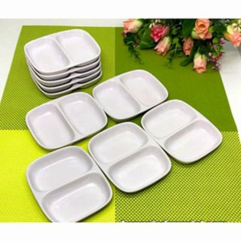 Đĩa chấm 2 ngăn Việt Nhật đựng gia vị, nước chấm. VN1205