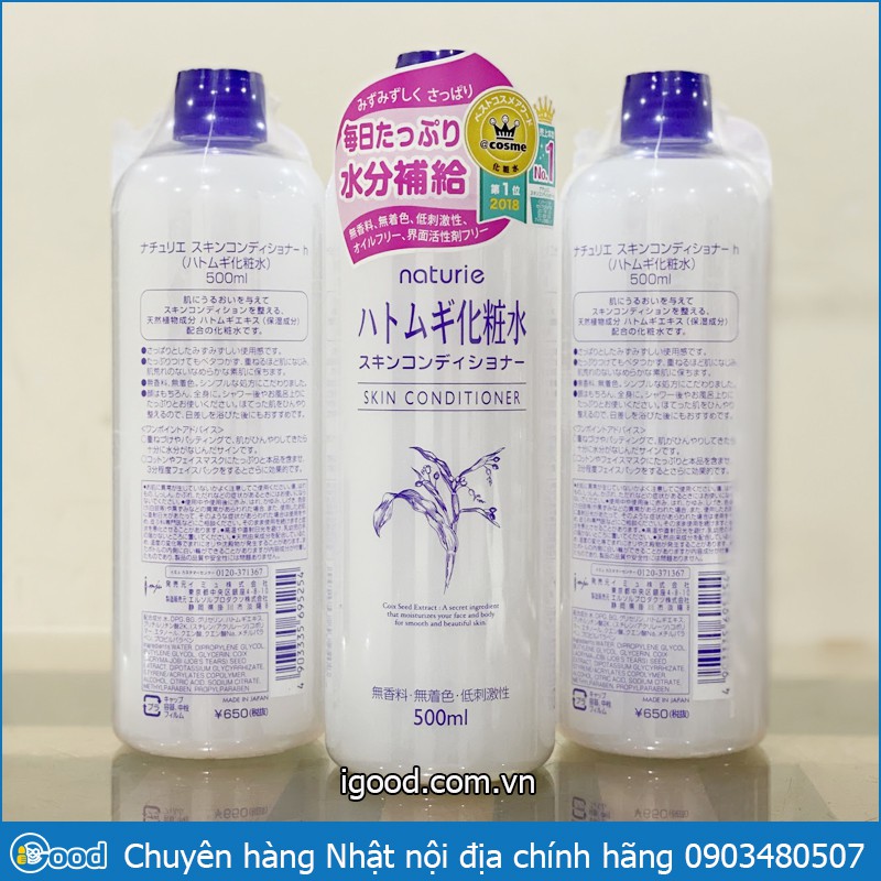 Nước hoa hồng ý dĩ Naturie Skin Conditioner Nhật Bản 500ml