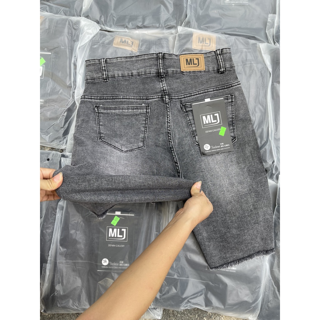 [60kg~90kg] Quần jean ngố / lửng màu xám lông chuột BIGSIZE lưng cao 2 nút, co dãn mạnh rẻ đẹp 4287