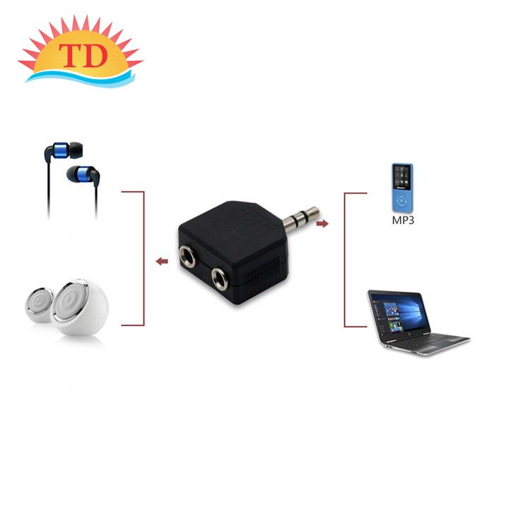 Đầu chia jack loa chuẩn 3.5mm 1 ra 2 loa