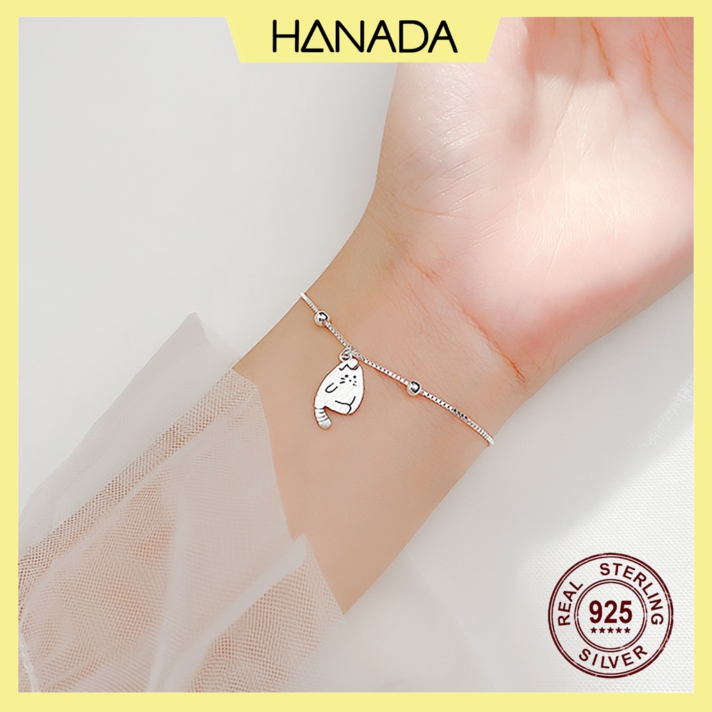 Lắc Tay Bạc 925 Mèo Chuông Vòng Tay Đơn Giản Trang Sức Thời Trang Hanada 0287