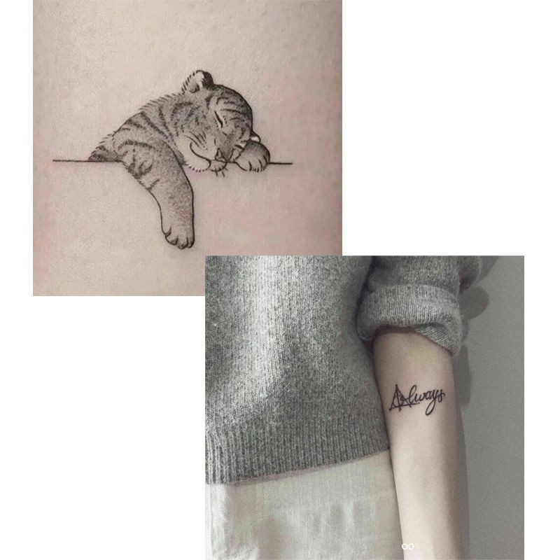 Miếng Dán Hình Xăm Tạm Thời Hình Hổ / Cá Voi / Mặt Trăng Màu Đen Chống Thấm Nước