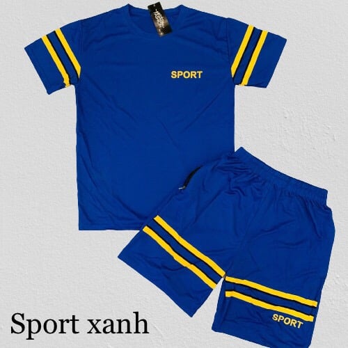 Bộ đồ nam bộ quần áo thể thao nam mùa hè vải thun lạnh co giãn tốt mặc cực mát - mã Sport Xanh