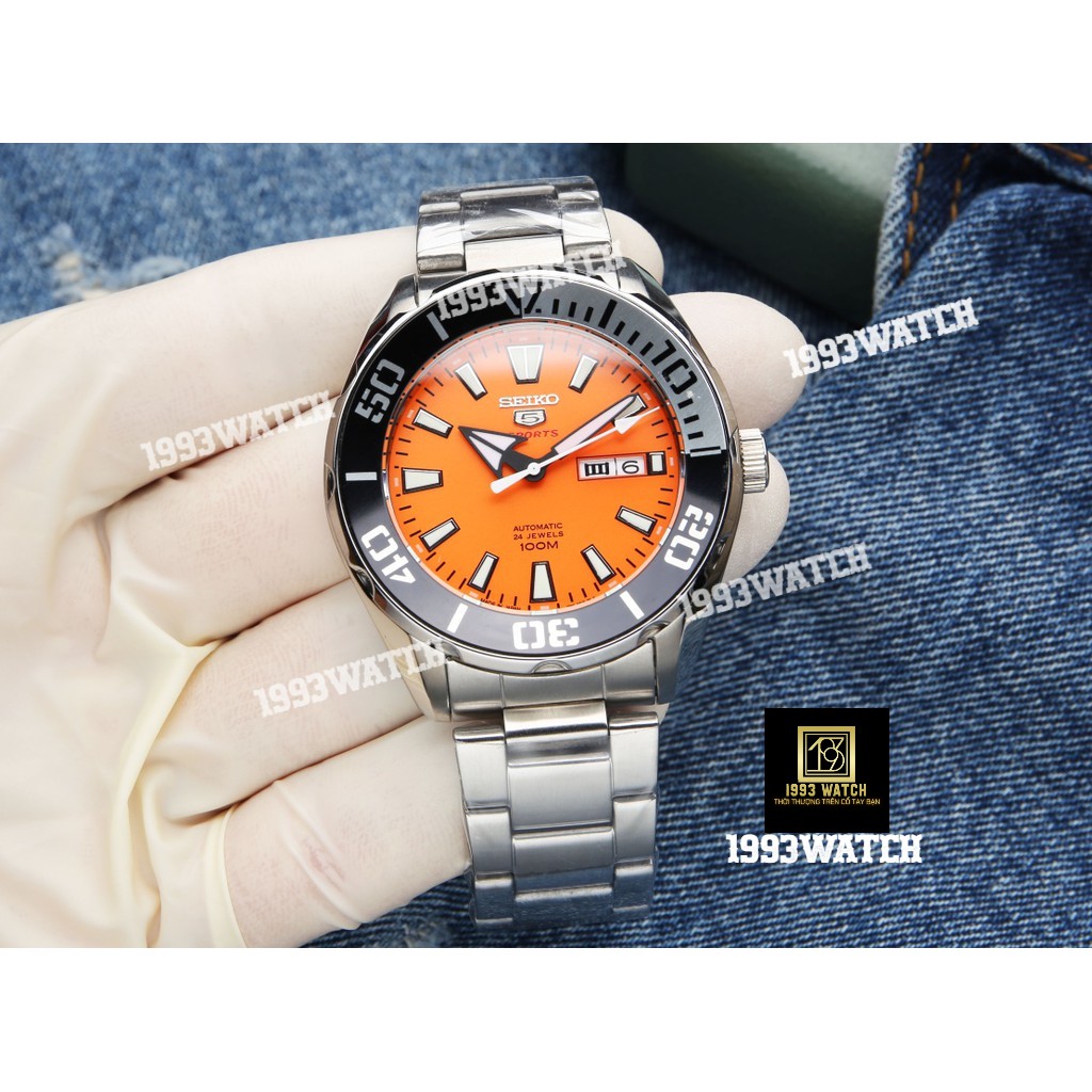 Đồng Hồ Nam Seiko 5 Sport Automatic SRPC55K1 Mặt Cam/Orange Dial - Dây Thép - 44mm
