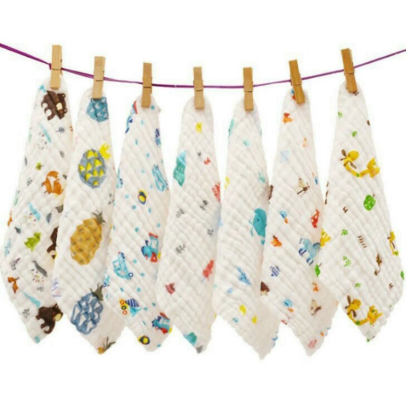 Set 5 khăn sữa, khăn xô sữa 6 lớp 30x30cm cho bé sơ sinh