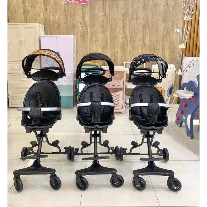 Xe đẩy đi dạo 2 chiều ghế ngả có đệm + mái M8