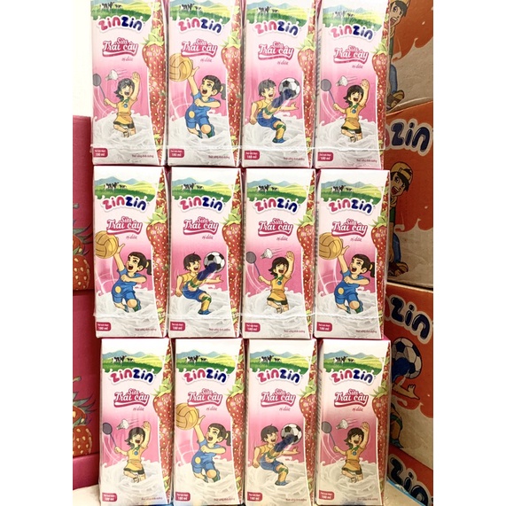 3 lốc sữa trái cây zinzin vị dâu 180ml