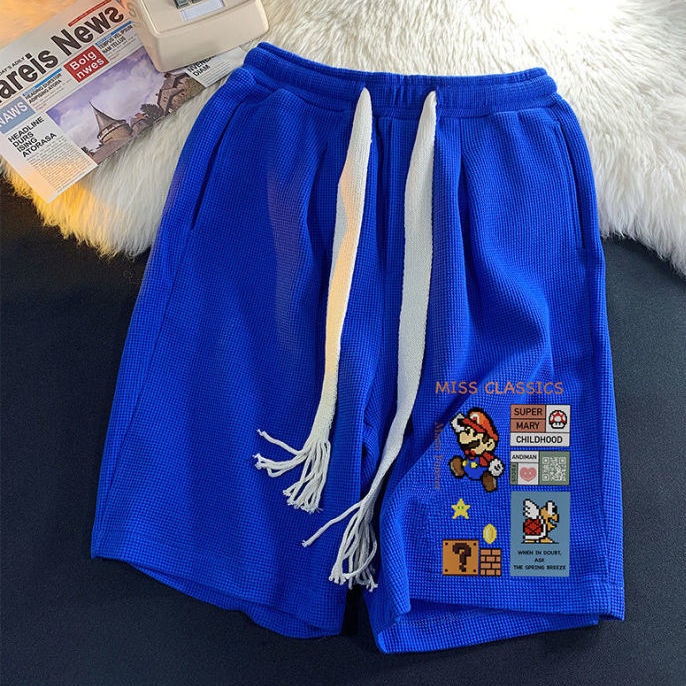 Quần Short Thể Thao Phối Dây Rút In Hoạt Hình Mario Thời Trang Mùa Hè Cho Nam