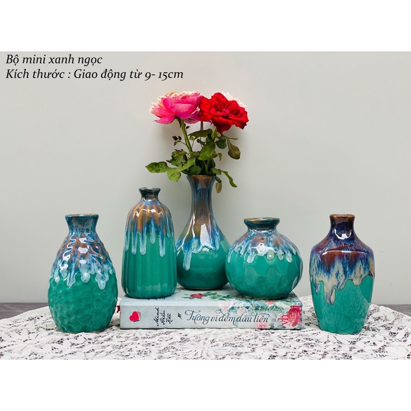 Lọ hoa, bình cắm hoa mini decor gốm sứ bát tràng cao cấp men hoả biến
