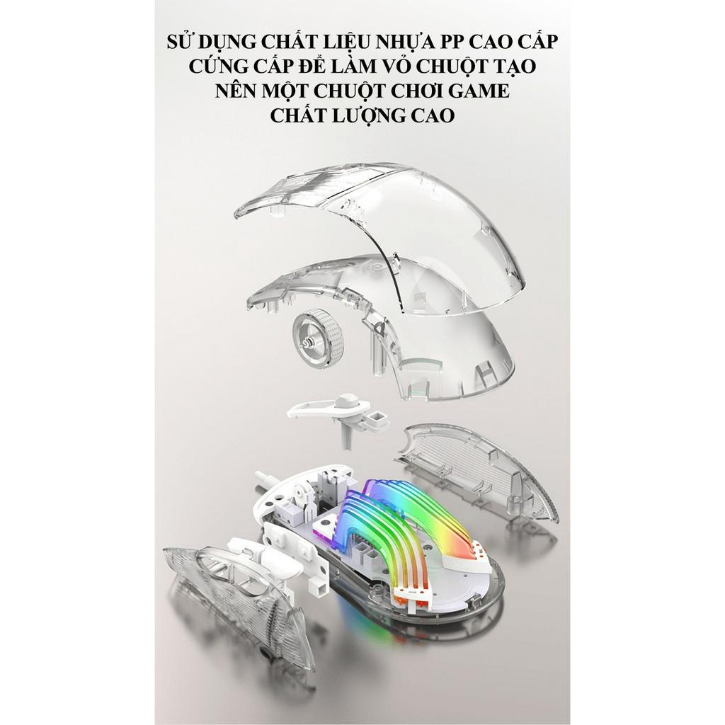 Chuột chơi game có dây XUNFOX XYH10 thiết kế trong suốt với đèn led RGB 16.8 triệu màu cực đẹp - NK
